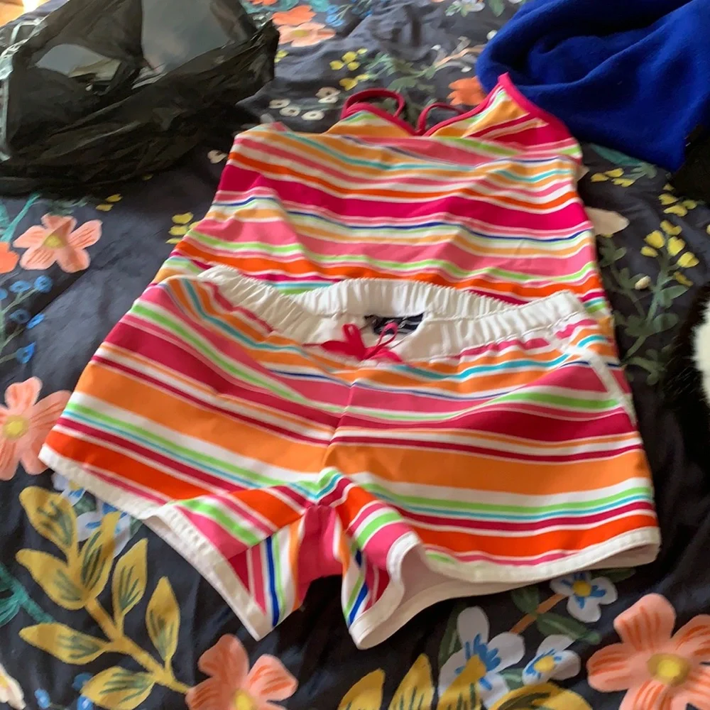 Girls size 10+ Lands end swim shorts abs tank.nwot‎